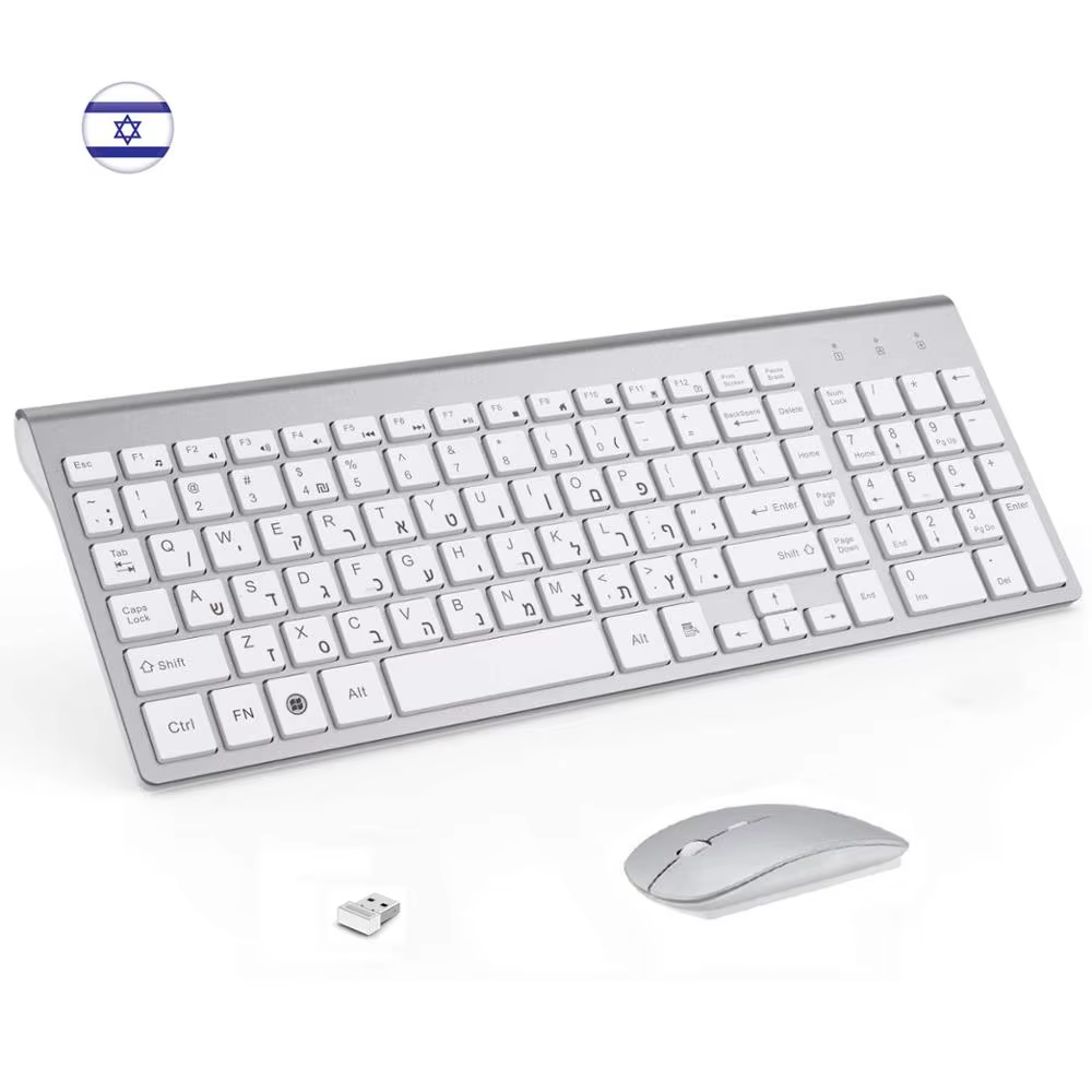 Hebrew lsrael English Layout 101 Keys Wireless Keyboard Mouse combo 2.4G Slim MIce Compact Wireless Keyboard for Desktop