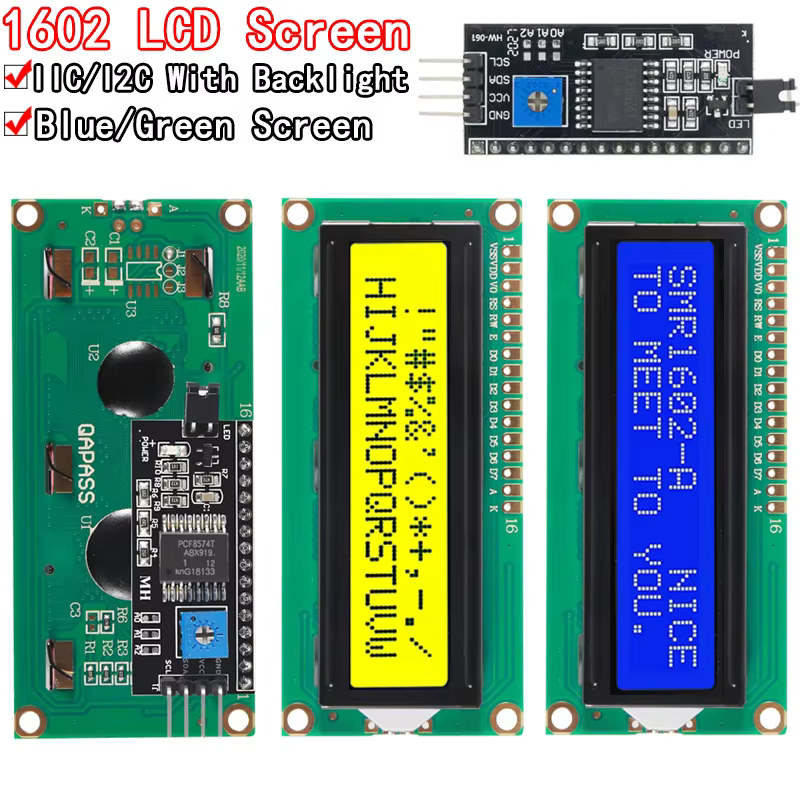 Módulo LCD para arduino 1602, pantalla azul y verde, IIC/I2C 1602, UNO r3 mega2560, LCD1602, 1 unidad por lote