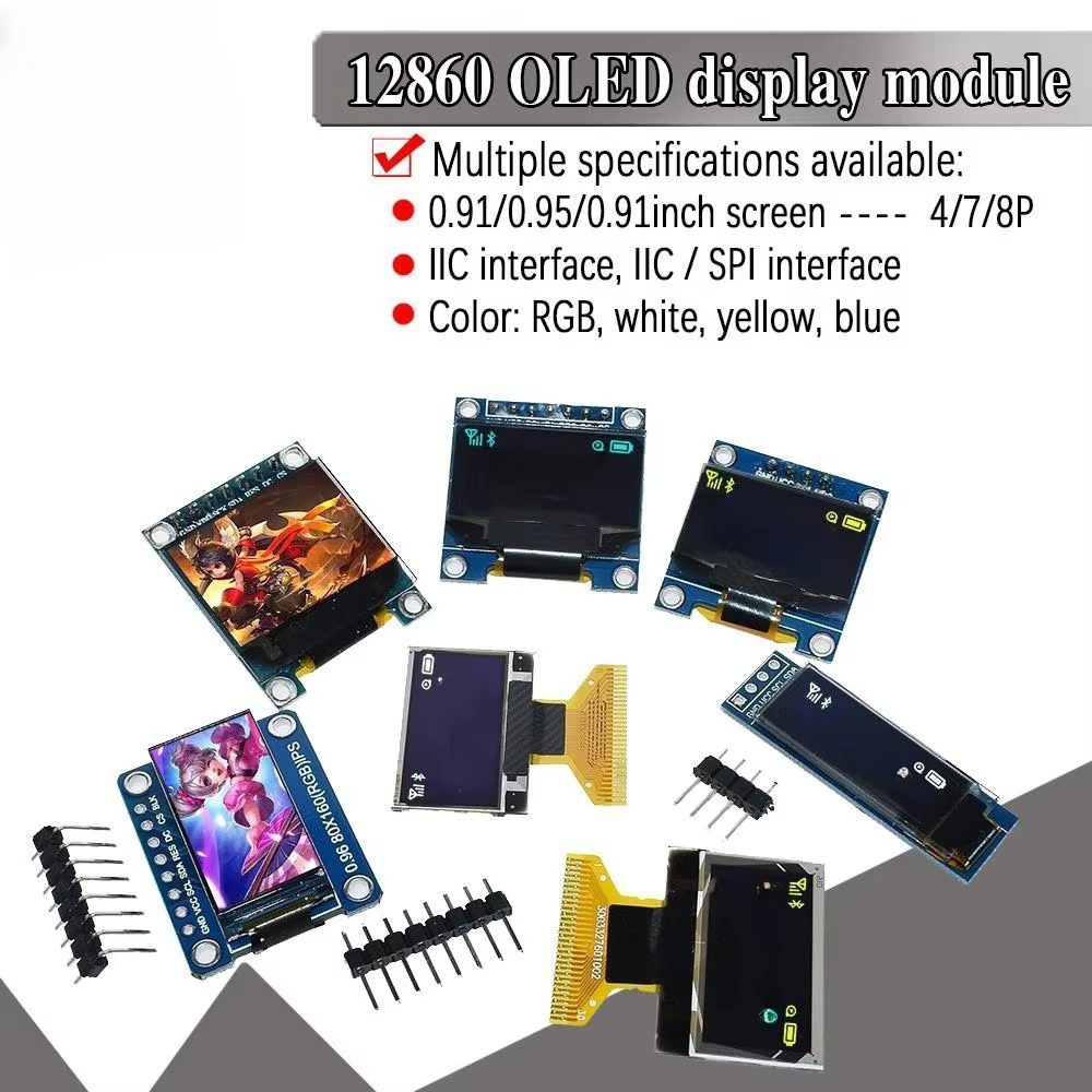 Color amarillo azul 4Pin 7Pin128X64 OLED LCD LED módulo de pantalla TFT para Arduino 0,91 0,95 0,96 I2C IIC serie nuevo original